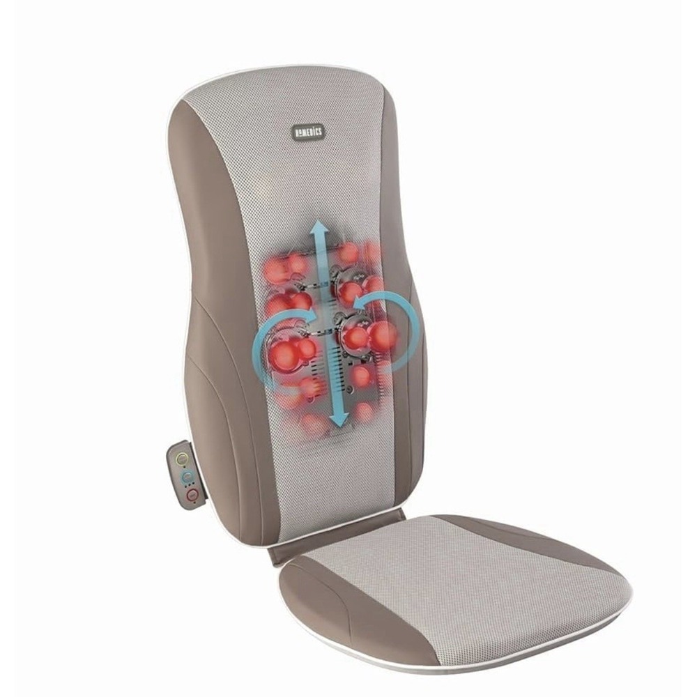 Homedics Shiatsu Massage Cushion with Heat Upper and Lower Back Pain Relief Gray